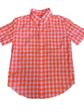 J. Crew Orange and White Gingham Short-Sleeve Button-Down Shirt